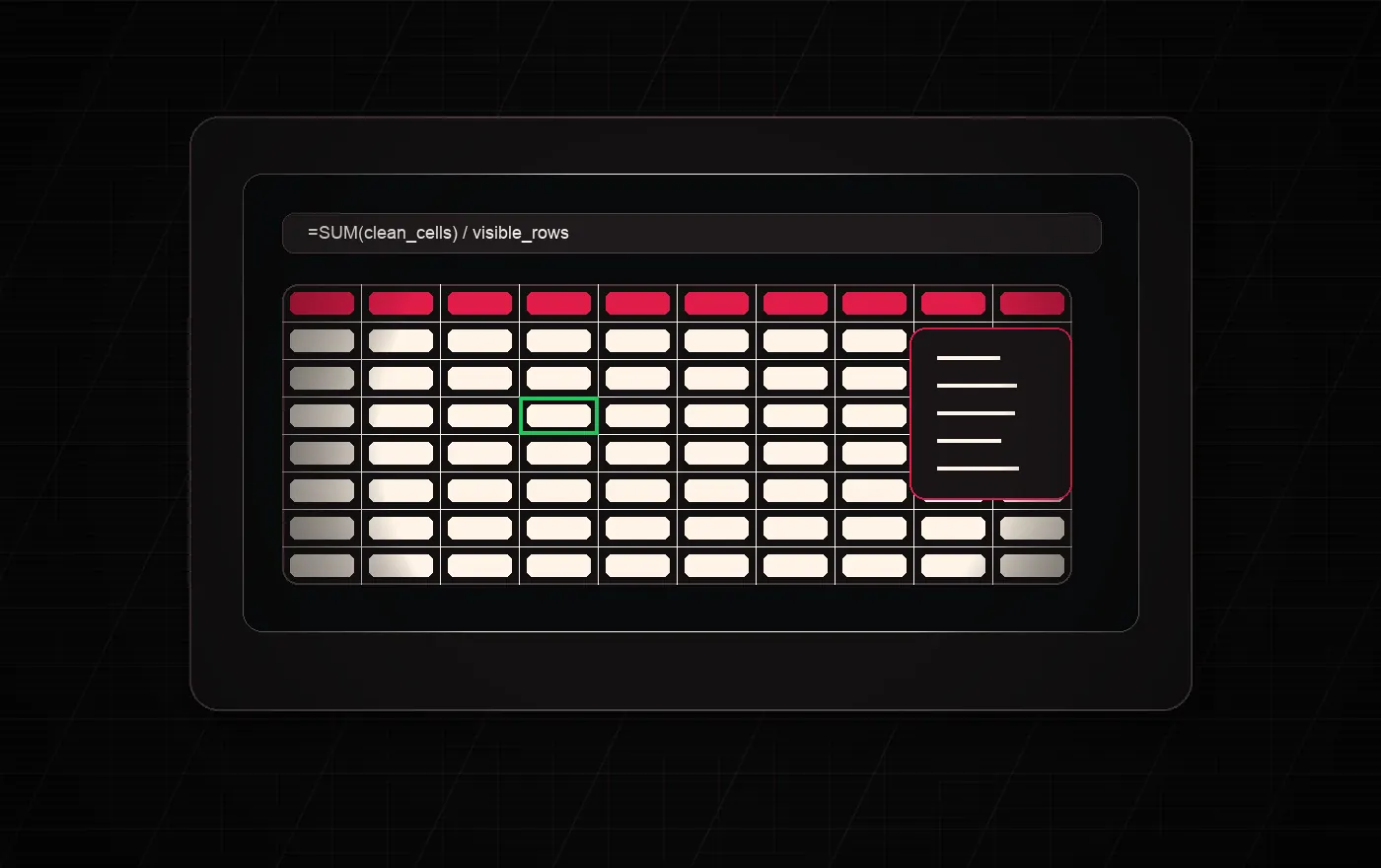 A spreadsheet interface making rows and cells visible on a personal screen.